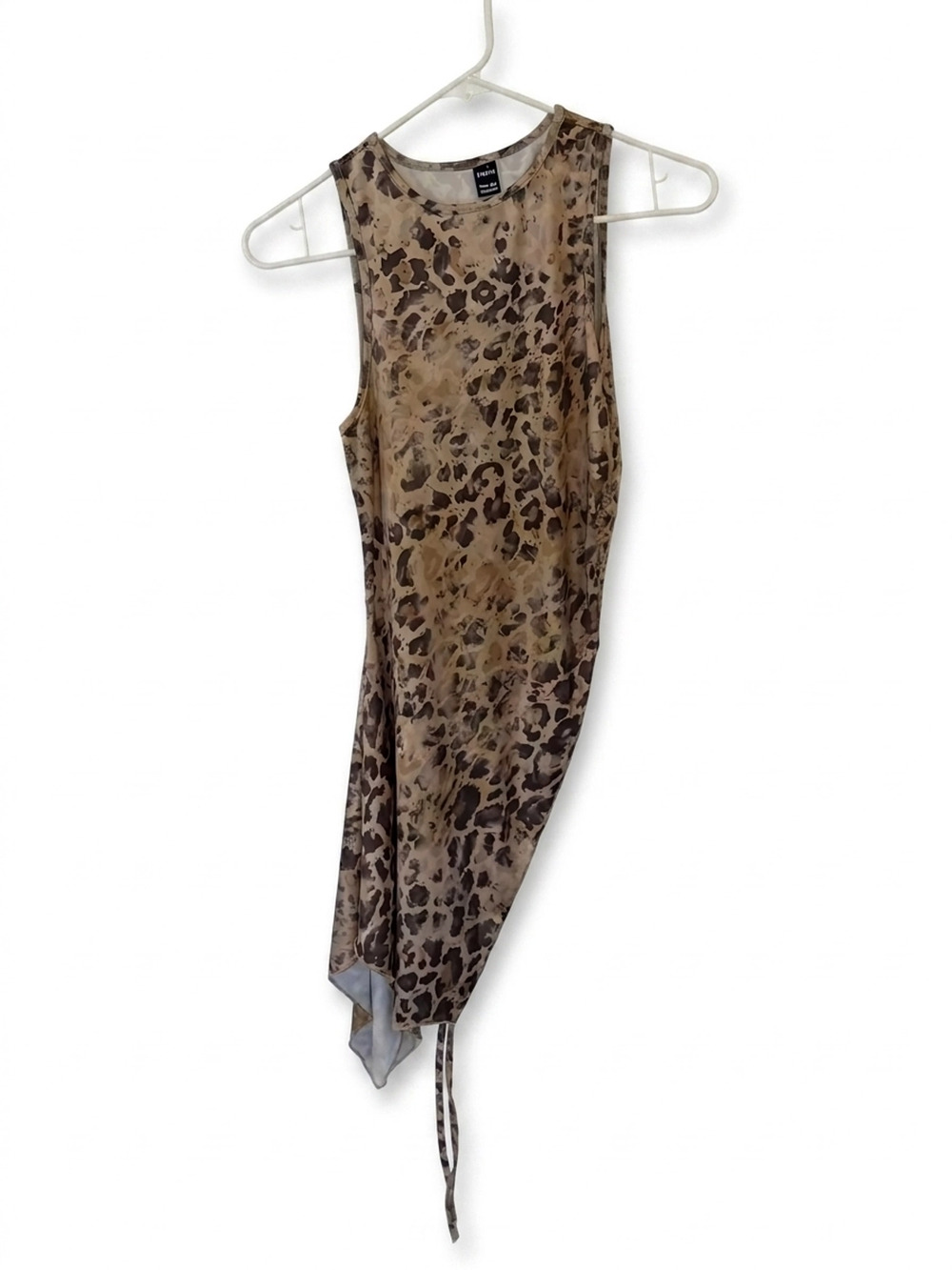 Shein Midi Dress | Brown/Tan Leopard Print | Size XXS | Tie Hem